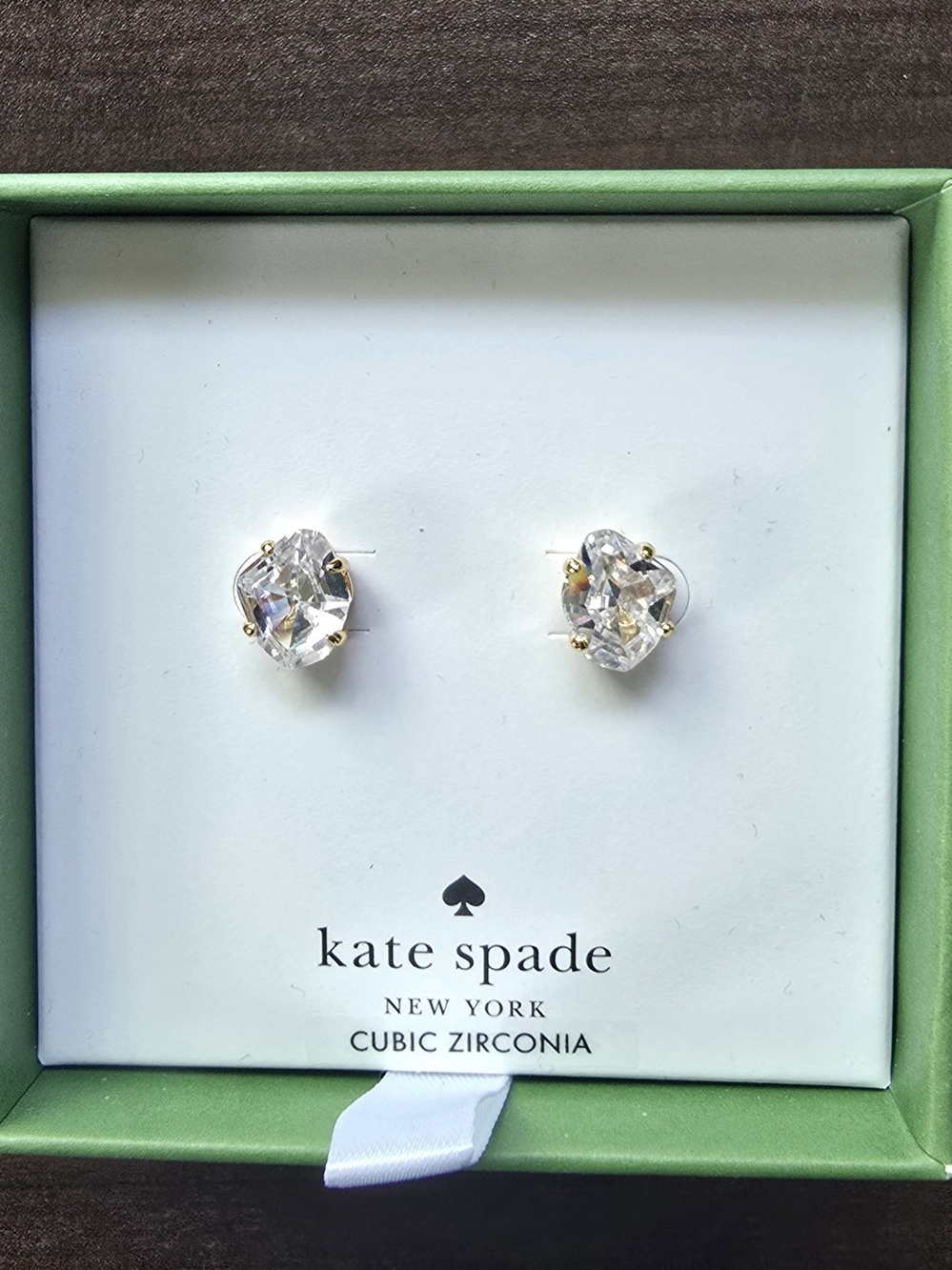 Kate Spade Gold-Tone Clear Crystal Cubic Zirconia Stud Earrings
